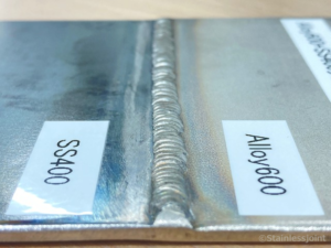 N0070 インコネル600(アロイ600、Alloy600)とSS400の異材溶接テストピースを展示しました。